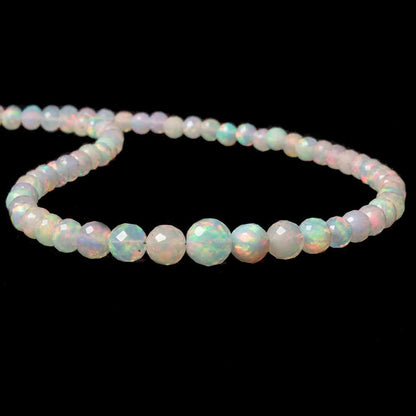 3.5-6mm Ethiopian Cream White Opal faceted round beads 16 inch 100 pcs