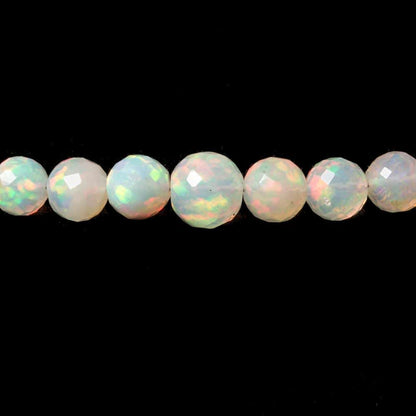 3.5-6mm Ethiopian Cream White Opal faceted round beads 16 inch 100 pcs