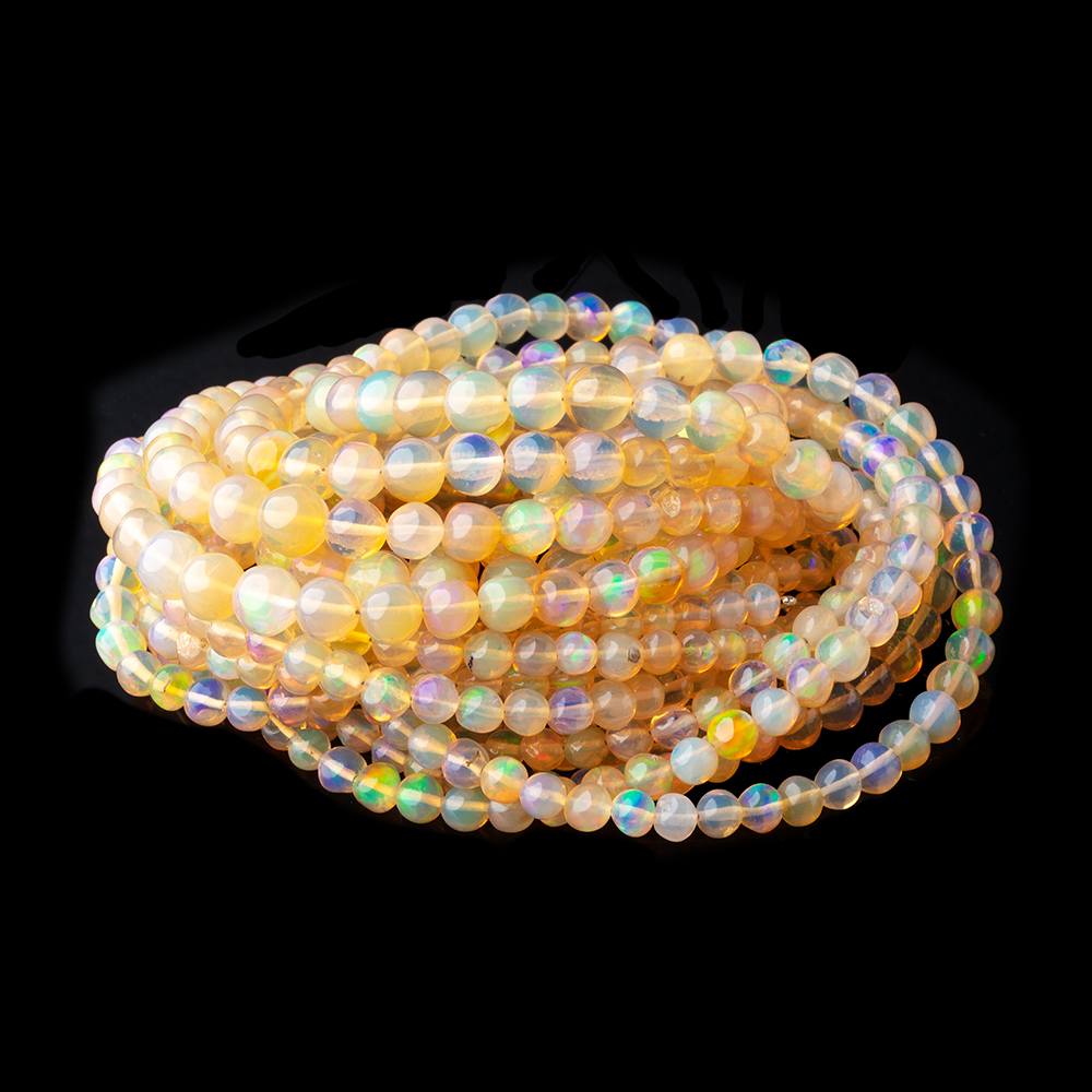 3.5-6mm Golden Ethiopian Opal Plain Round Beads 16 inch 92 pieces AA