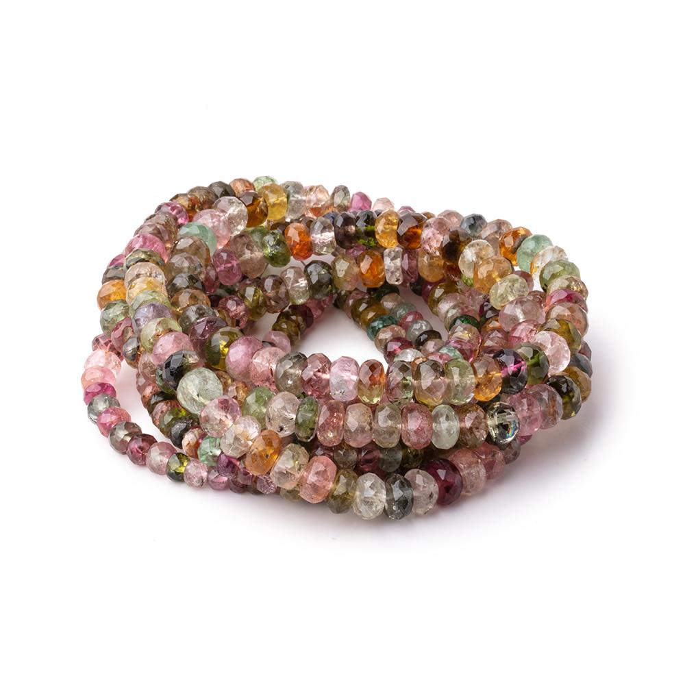 3.5-6mm Multi Color Tourmaline Faceted Rondelle Beads 16 inch 138 pieces