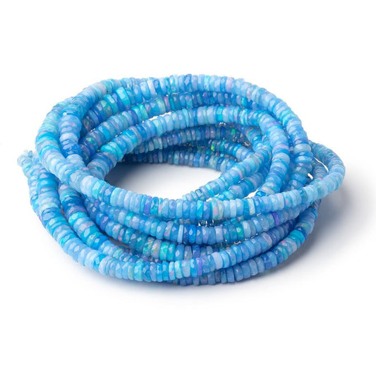 3.5-6mm Periwinkle Blue Ethiopian Opal Faceted Heishi 16 inch 230 Beads AA