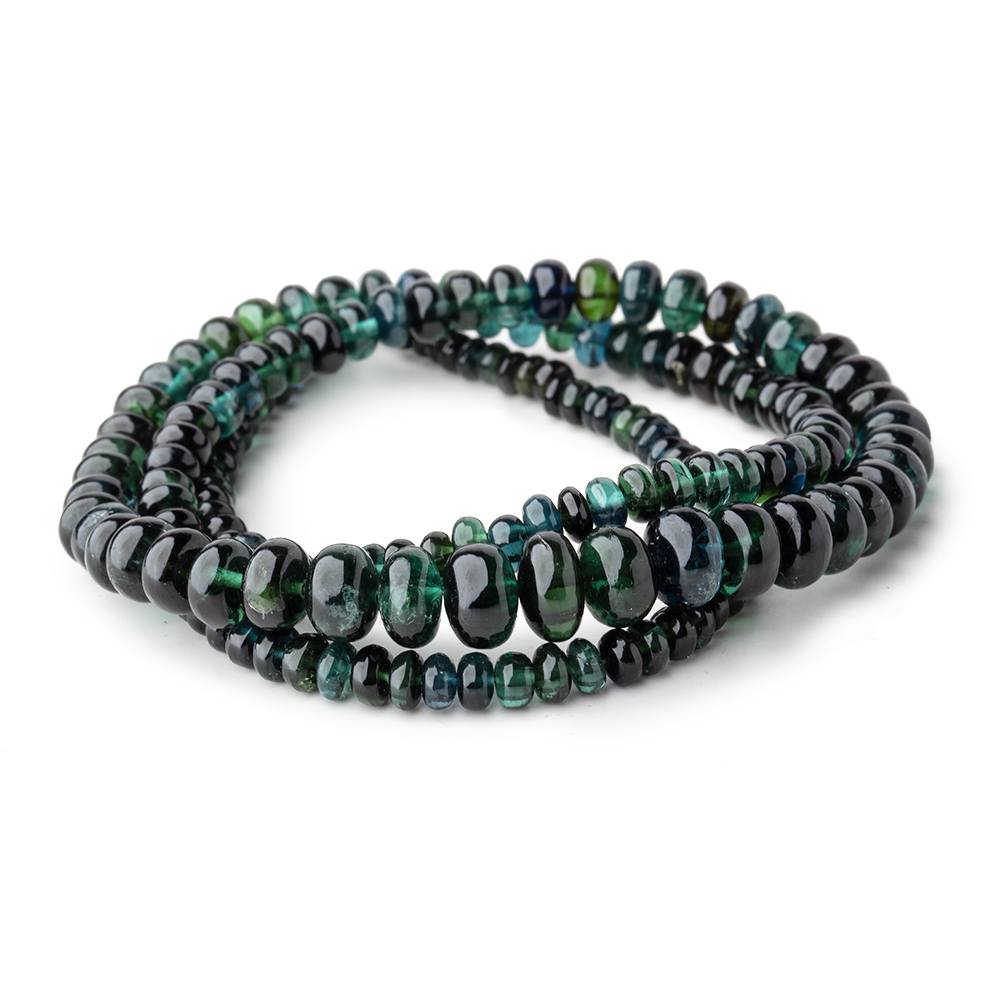 3.5-7.5mm Indicolite Blue & Chrome Green Tourmaline Plain Rondelles 18 inch 170 pieces AA