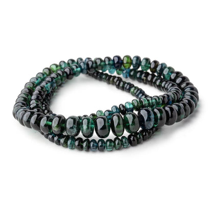 3.5-7.5mm Indicolite Blue & Chrome Green Tourmaline Plain Rondelles 18 inch 170 pieces AA