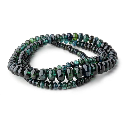 3.5-7.5mm Indicolite Blue & Chrome Green Tourmaline Plain Rondelles 18 inch 170 pieces AA