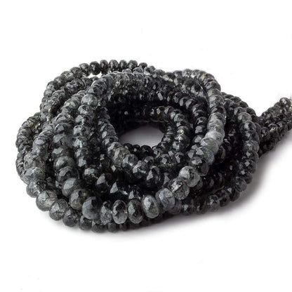 3.5-7mm Black Tourmalinated Quartz faceted rondelle beads 18 inch 135 pieces A