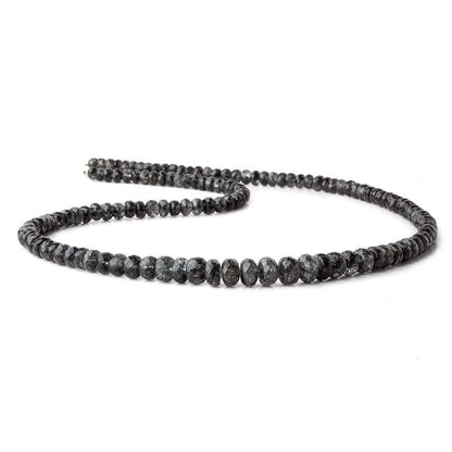 3.5-7mm Black Tourmalinated Quartz faceted rondelle beads 18 inch 135 pieces A