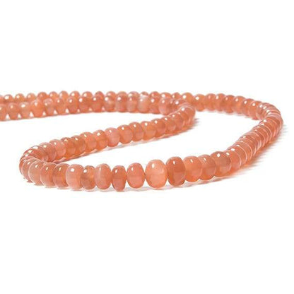 3.5-7mm Dark Angel Skin Peach Moonstone Plain Rondelle Beads 16 inch 106 pcs