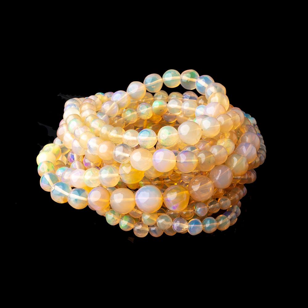 3.5-7mm Golden Ethiopian Opal Plain Round Beads 16 inch 90 pieces AA