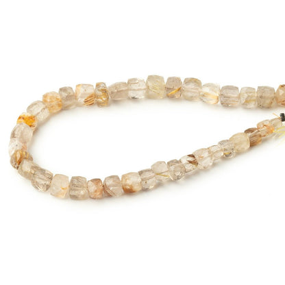 3.5-7mm Rutilated Quartz Faceted Cube Beads 8 inch 39 pieces