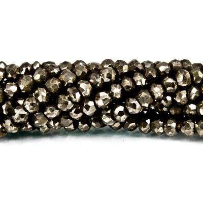 3.5 mm Matte Pyrite Faceted Rondelle 13.25 inch 139 beads