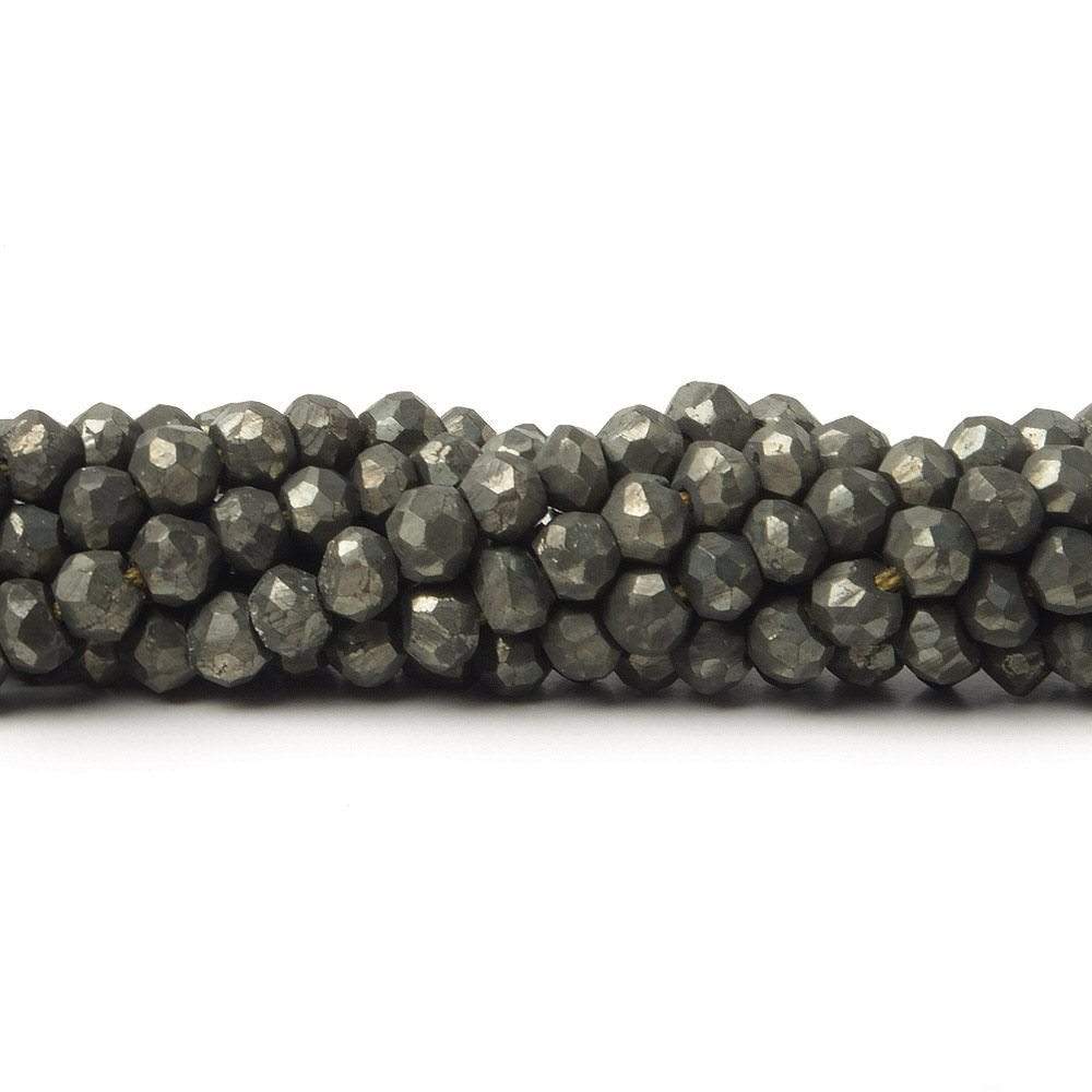 3.5 mm Matte Pyrite Faceted Rondelle 13.25 inch 139 beads
