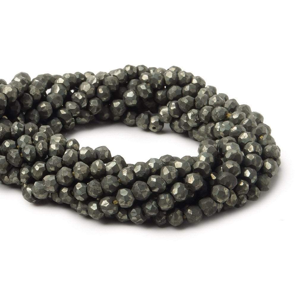 3.5 mm Matte Pyrite Faceted Rondelle 13.25 inch 139 beads