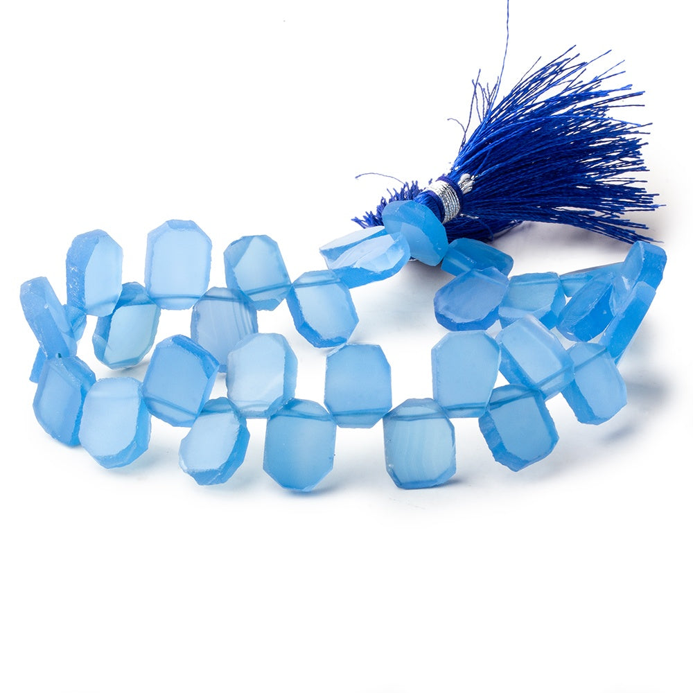 9x8-11x7mm Santorini Blue Chalcedony top drilled plain nugget 8 inch 31 beads