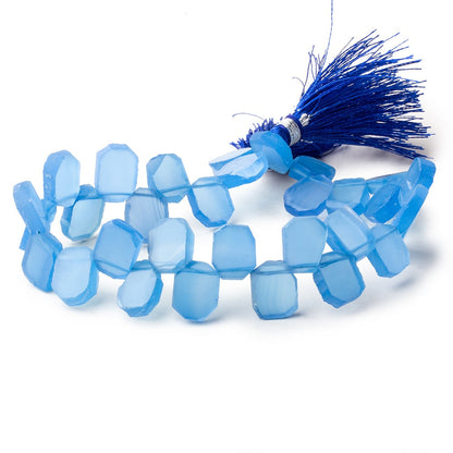 9x8-11x7mm Santorini Blue Chalcedony top drilled plain nugget 8 inch 31 beads