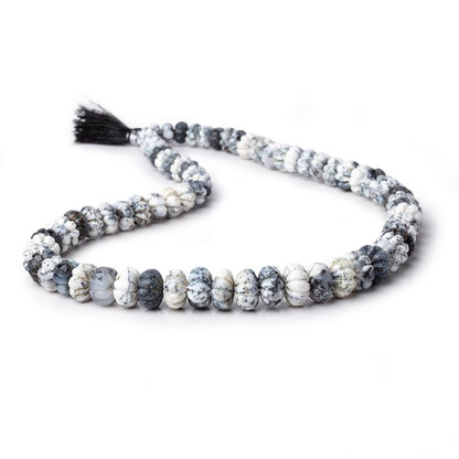 7.5-12.5mm Dendritic Opal Hand Carved Melon Rondelles 18 inch 74 beads AA