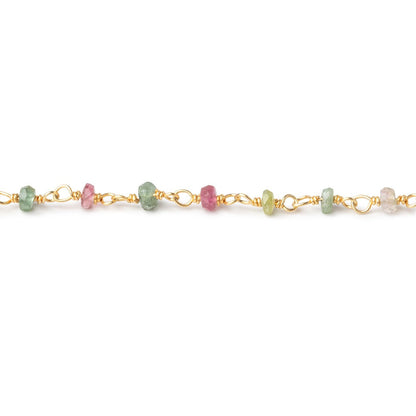 2.5-3mm Multi Color Tourmaline faceted rondelle Vermeil Chain by the foot