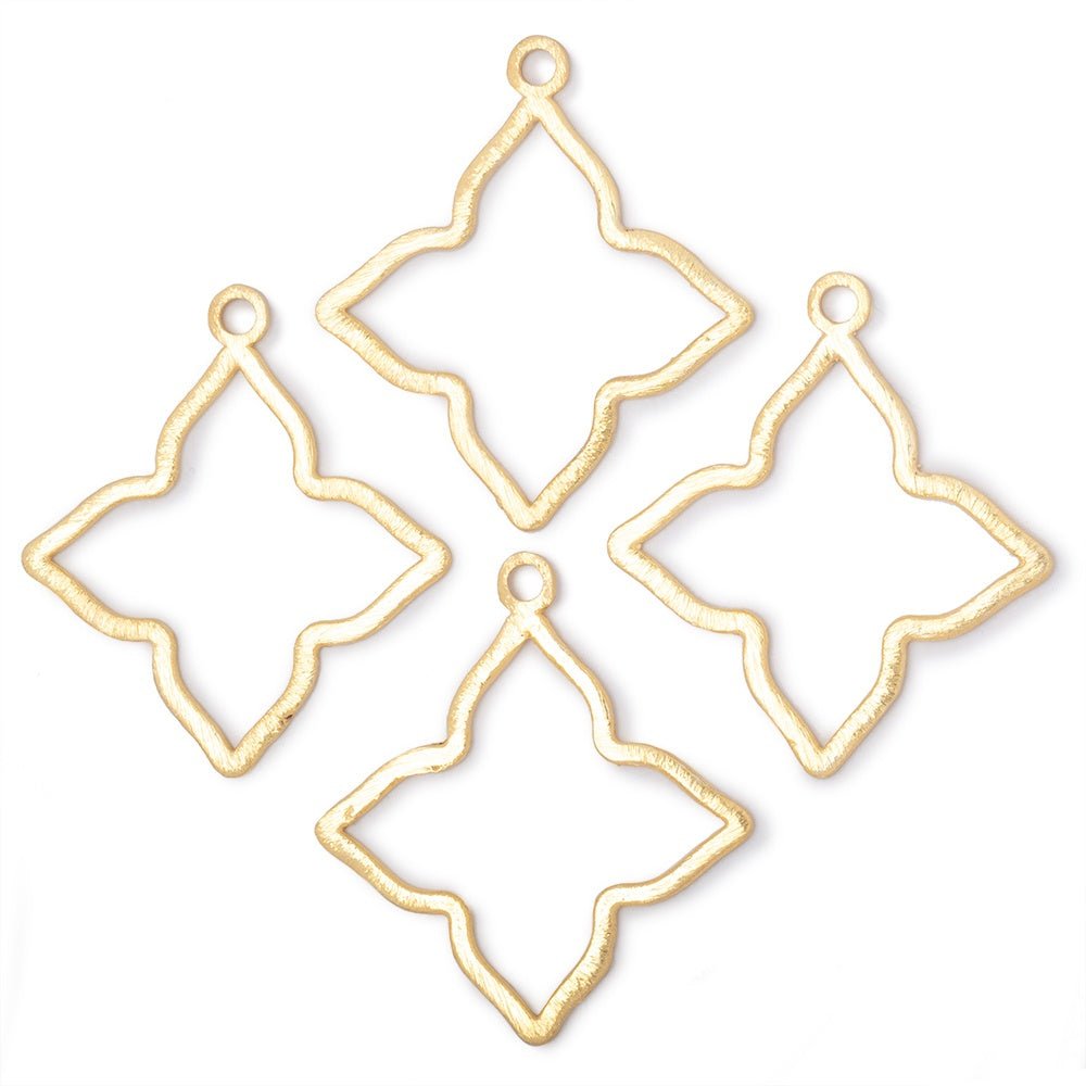 35mm Brushed 4 Point Star Charm Set of 4 pieces