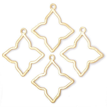 35mm Brushed 4 Point Star Charm Set of 4 pieces
