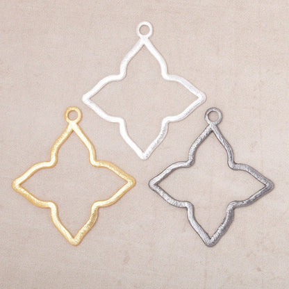 35mm Brushed 4 Point Star Charm Set of 4 pieces