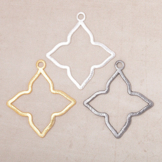 35mm Brushed 4 Point Star Charm Set of 4 pieces