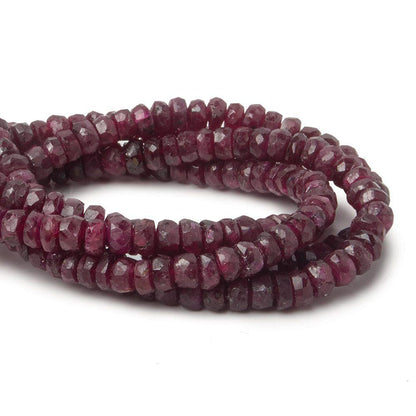 3mm Ruby Faceted Rondelle 15 inch 180 beads