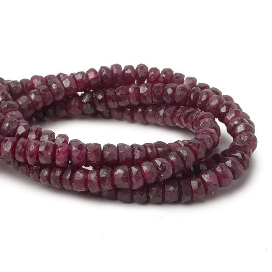 3mm Ruby Faceted Rondelle 15 inch 180 beads