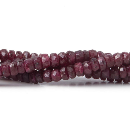 3mm Ruby Faceted Rondelle 15 inch 180 beads