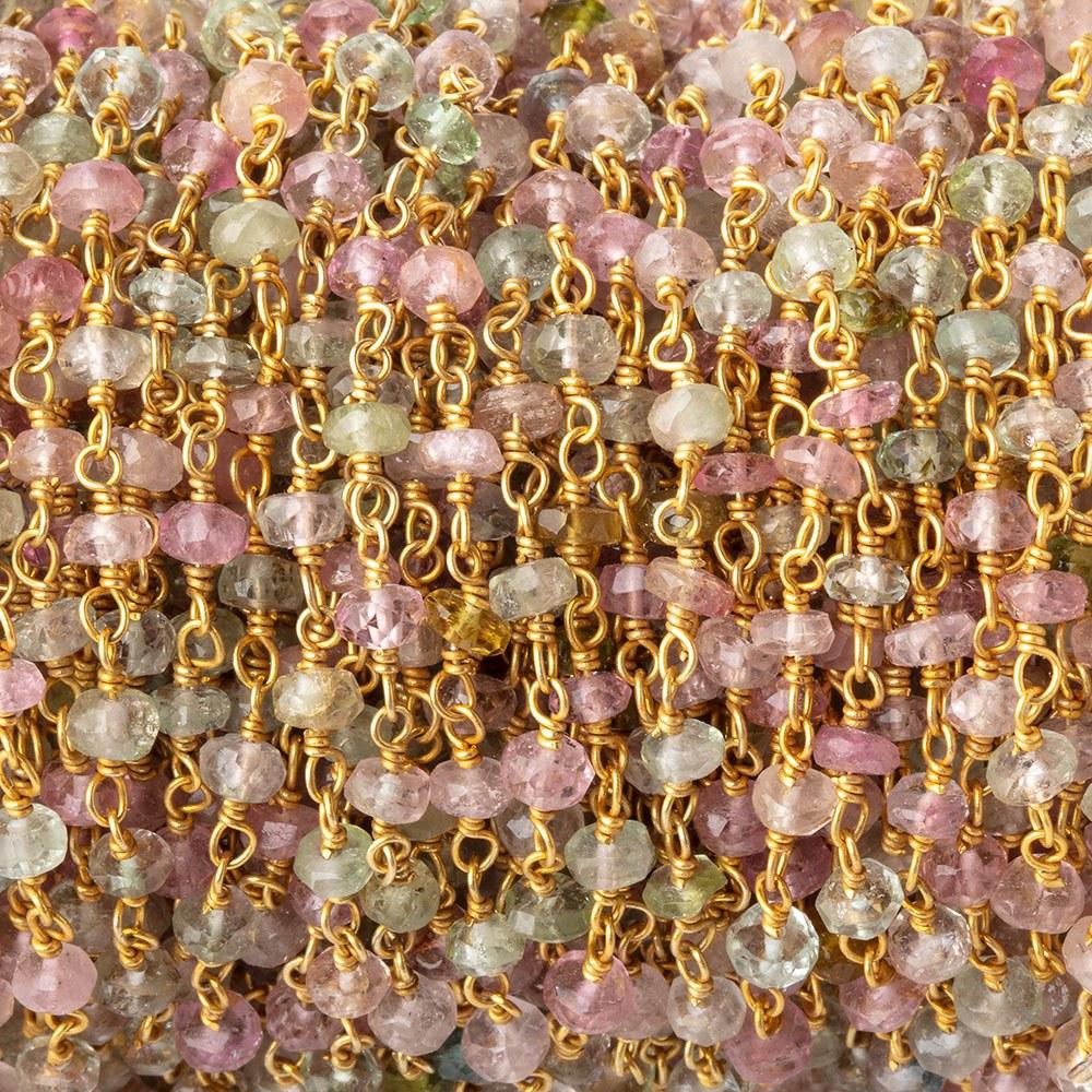 3.5mm Afghani Tourmaline Faceted Rondelles on Vermeil Chain by the Foot