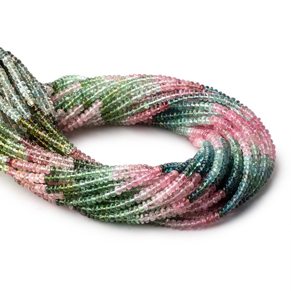 3.5mm Afghani Tourmaline Plain Rondelle Beads 14 inch 166 pieces AA