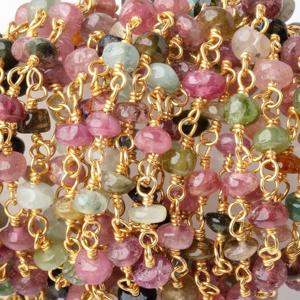 3.5mm Afghani Tourmaline Plain Rondelles on Vermeil Chain
