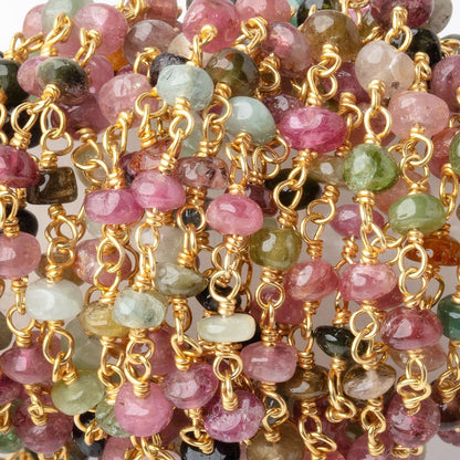 3.5mm Afghani Tourmaline Plain Rondelles on Vermeil Chain