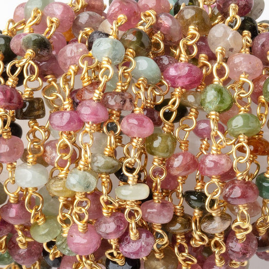 3.5mm Afghani Tourmaline Plain Rondelles on Vermeil Chain