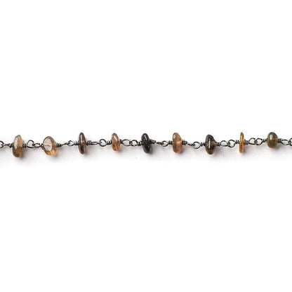 3.5mm Andalusite plain nugget Black Gold on Silver .925 Chain by the foot 45 beads per