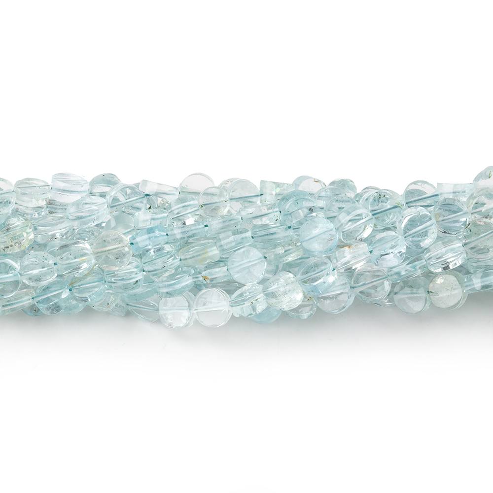 3.5mm Aquamarine Plain Coin Beads 16 inch 114 pieces