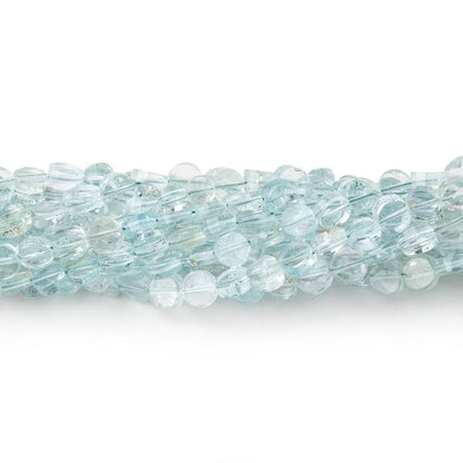 3.5mm Aquamarine Plain Coin Beads 16 inch 114 pieces