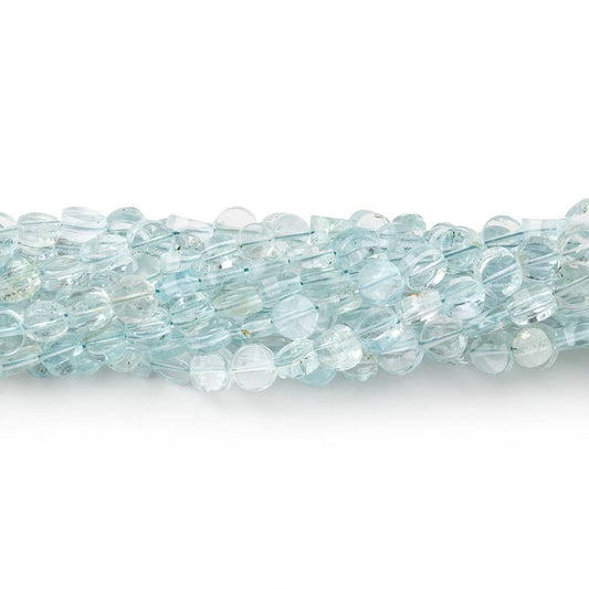 3.5mm Aquamarine Plain Coin Beads 16 inch 114 pieces