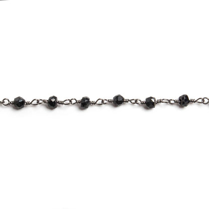 3.5mm Black Chalcedony faceted rondelle Black Gold Chain by the foot 36 pieces