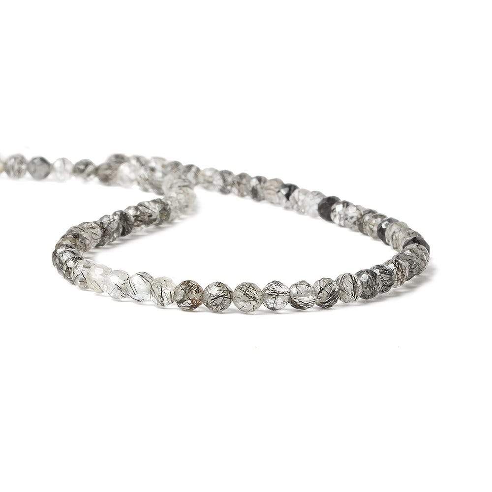 3.5mm Black Tourmalinated faceted round beads 13 inch 87 pieces