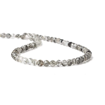 3.5mm Black Tourmalinated faceted round beads 13 inch 87 pieces