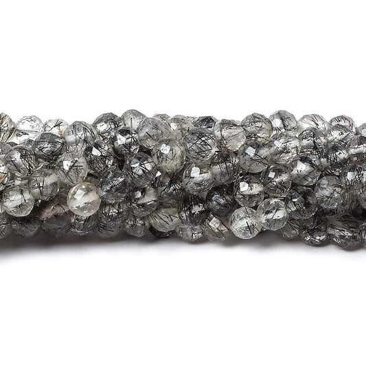 3.5mm Black Tourmalinated faceted round beads 13 inch 87 pieces