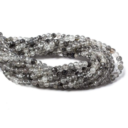 3.5mm Black Tourmalinated faceted round beads 13 inch 87 pieces