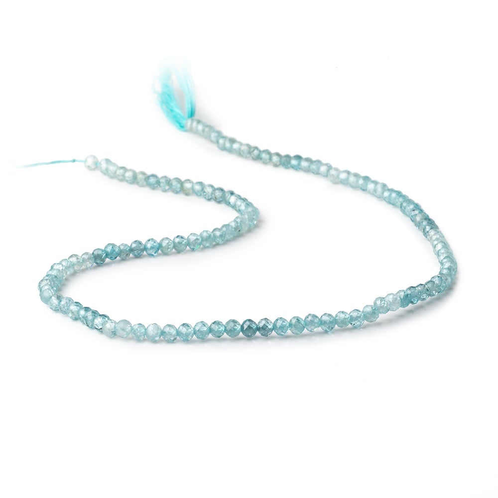3.5mm Blue Zircon Micro Faceted Rondelle Beads 13 inch 112 pieces AA