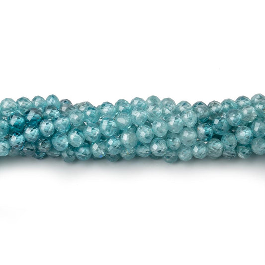 3.5mm Blue Zircon Micro Faceted Rondelle Beads 13 inch 112 pieces AA