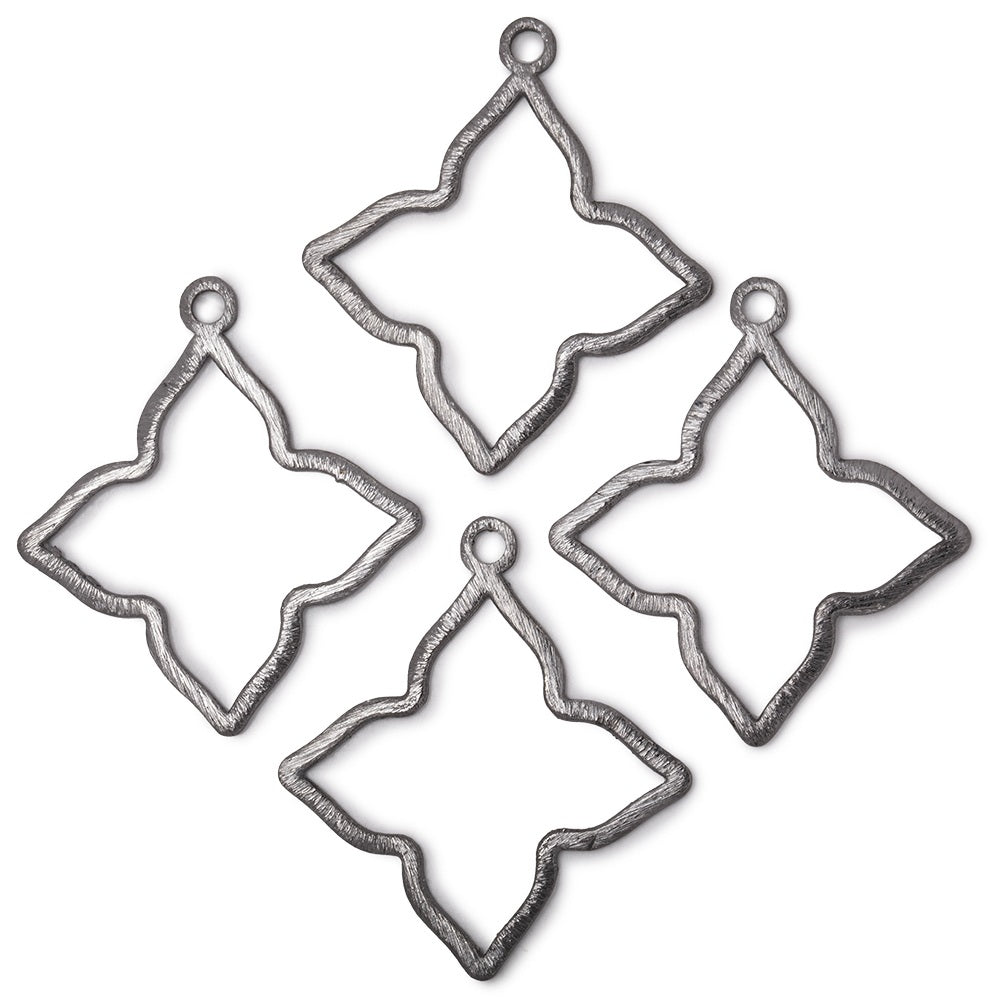 35mm Brushed 4 Point Star Charm Set of 4 pieces