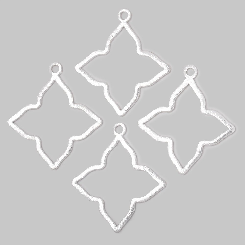 35mm Brushed 4 Point Star Charm Set of 4 pieces