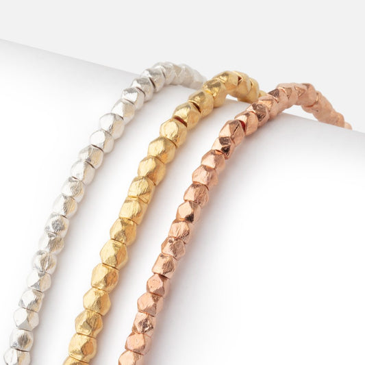 3.5mm Brushed Hand Cut Nugget Beads