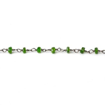3.5mm Chrome Tourmaline faceted rondelle Black Gold .925 Chain by the foot