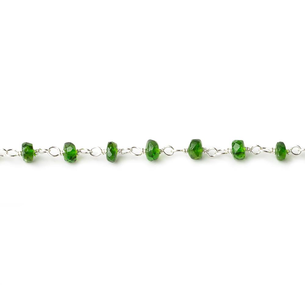 3.5mm Chrome Tourmaline faceted rondelle Silver .925 Chain by the foot
