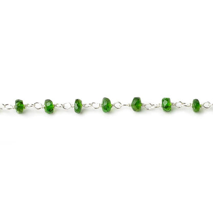 3.5mm Chrome Tourmaline faceted rondelle Silver .925 Chain by the foot
