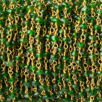 3.5mm Chrome Tourmaline faceted rondelle Vermeil Chain by the foot